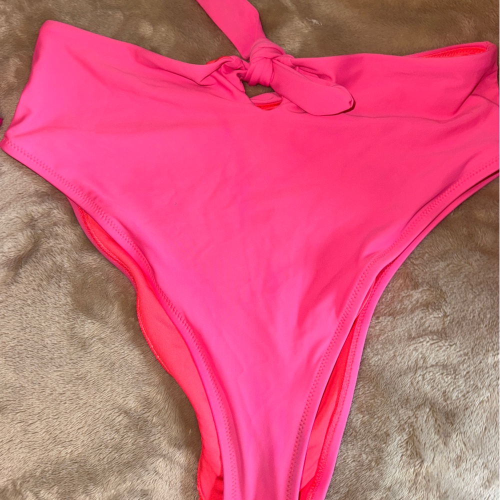 Aerie Hot Pink High-Waisted Swim Bottom size L large